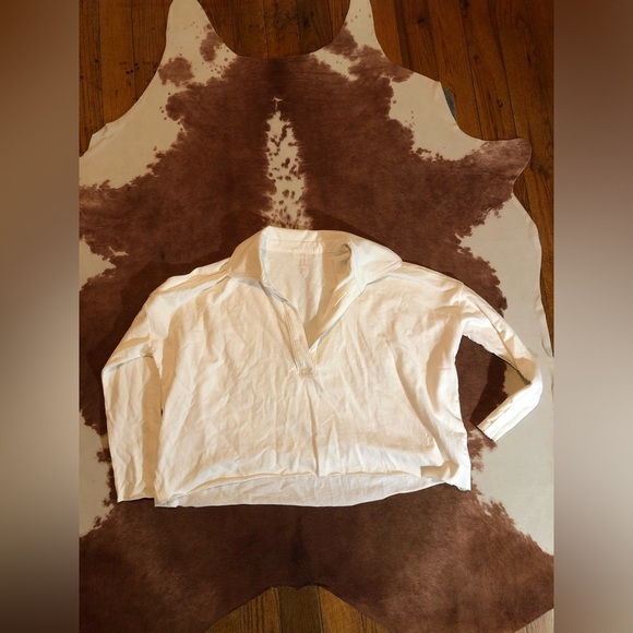 Free People Intimately white semi cropped long sleeve top 
Size medium - Picture 1 of 6